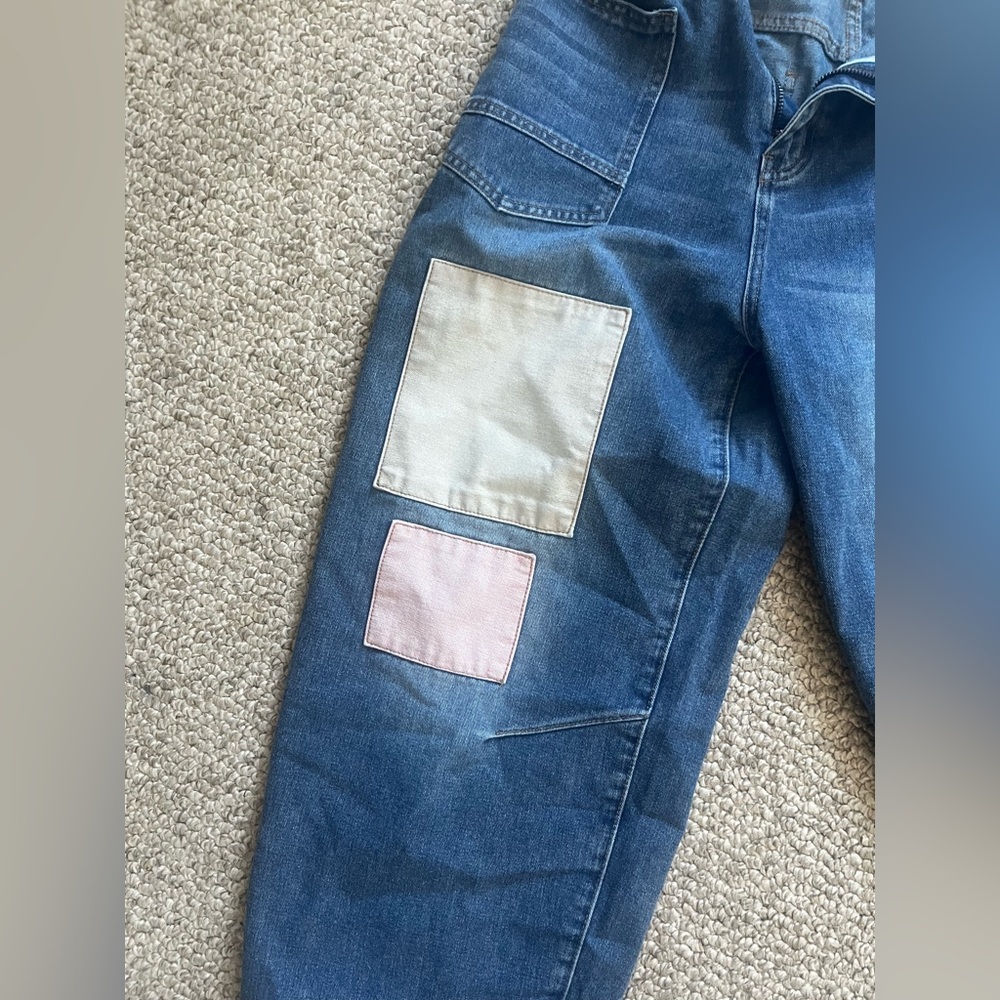 Bibi Multi Colored Patchwork Denim Barrel Jeans - image 2